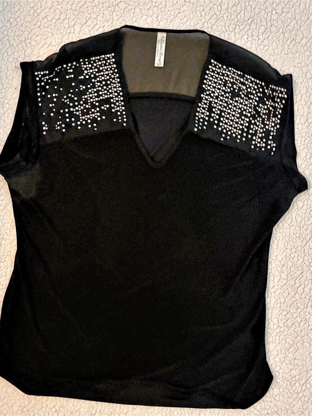 Black Studded Short Sleeve Top
